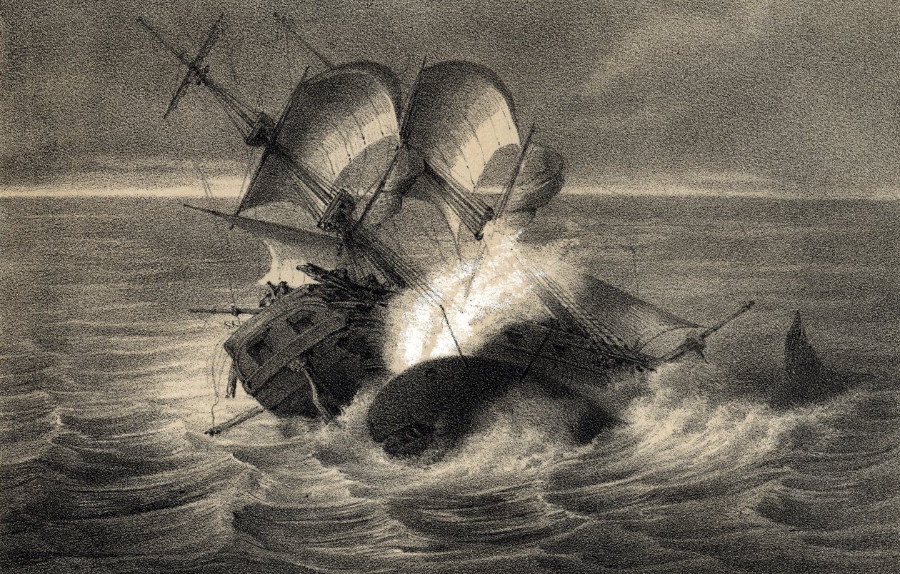 Shipwreck of the Whaling Ship Essex on November 20 by Unbekannter Künstler