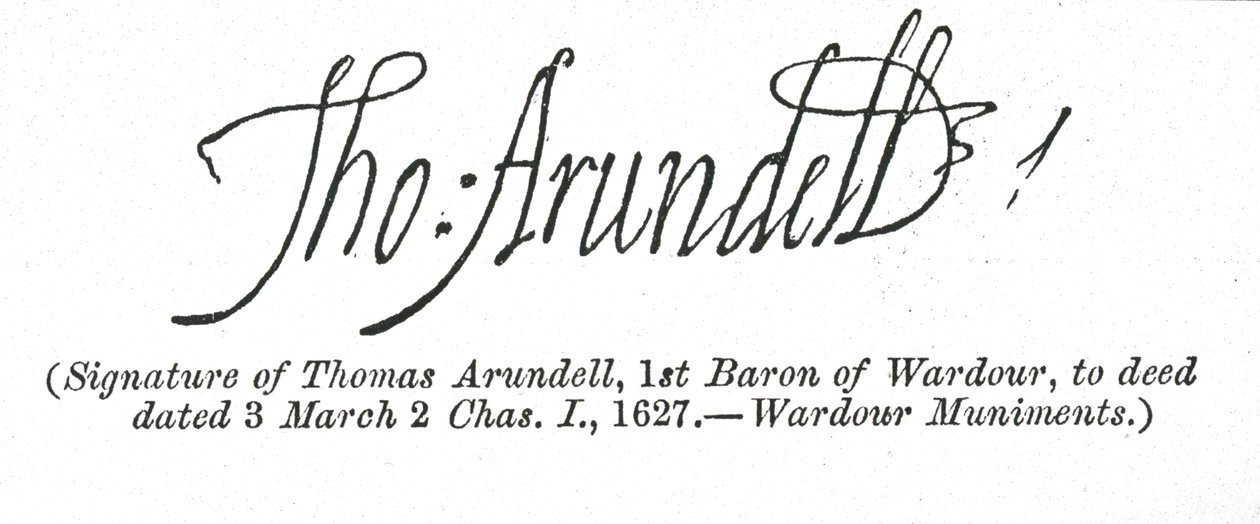 Signature of Thomas Arundell by Unbekannt