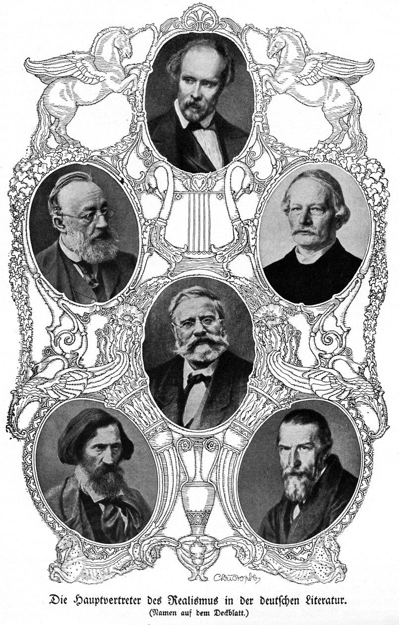Six famous German realist writers by Unbekannter Künstler