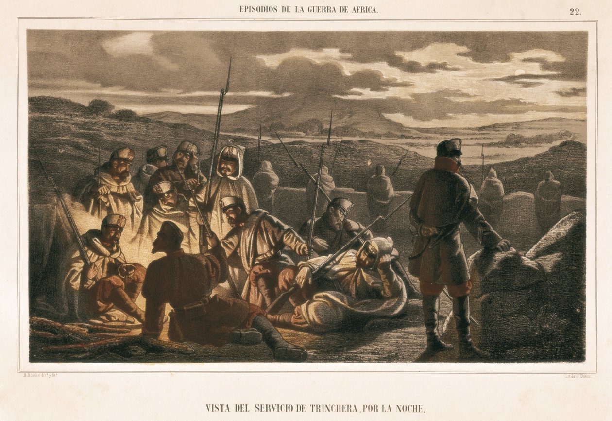 Spain. War of Africa (1859-1860). The trench service at night by Unbekannter Künstler
