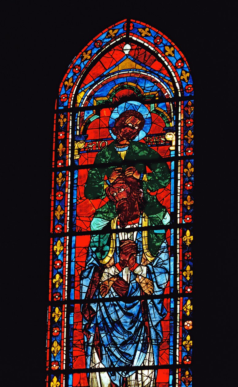 St. John the Evangelist riding the shoulders of Ezekiel, lancet window in the south transept by Unbekannt
