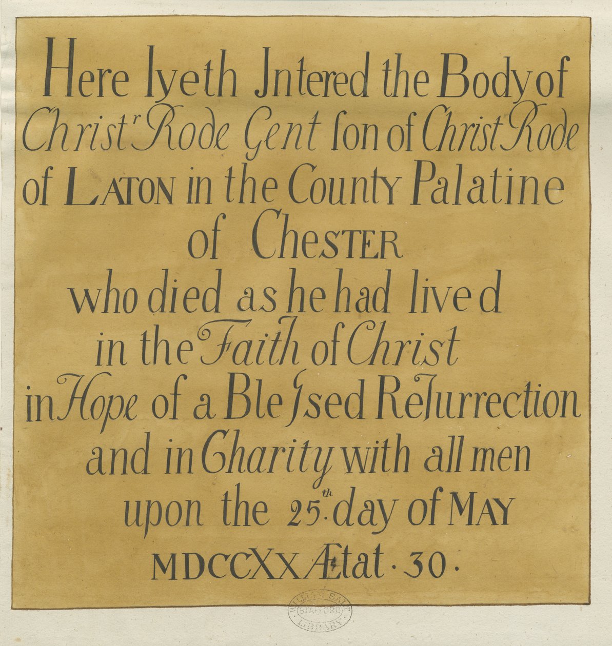Stafford - Monumental Inscription in St. Mary