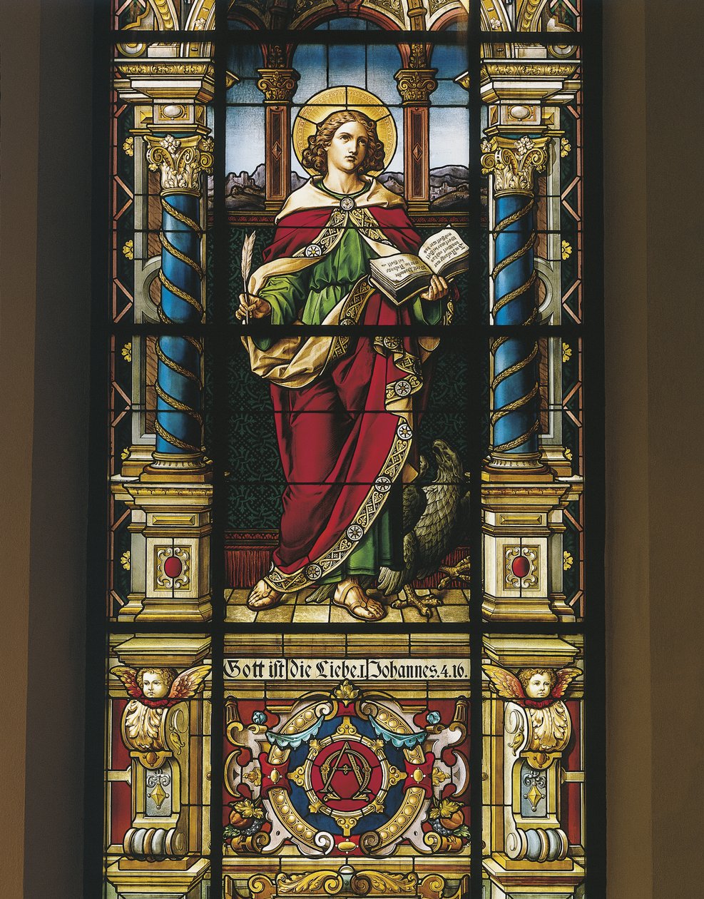 Stained glass window of St. John the Evangelist, Stockholm, Sweden by Benjamin Baud
