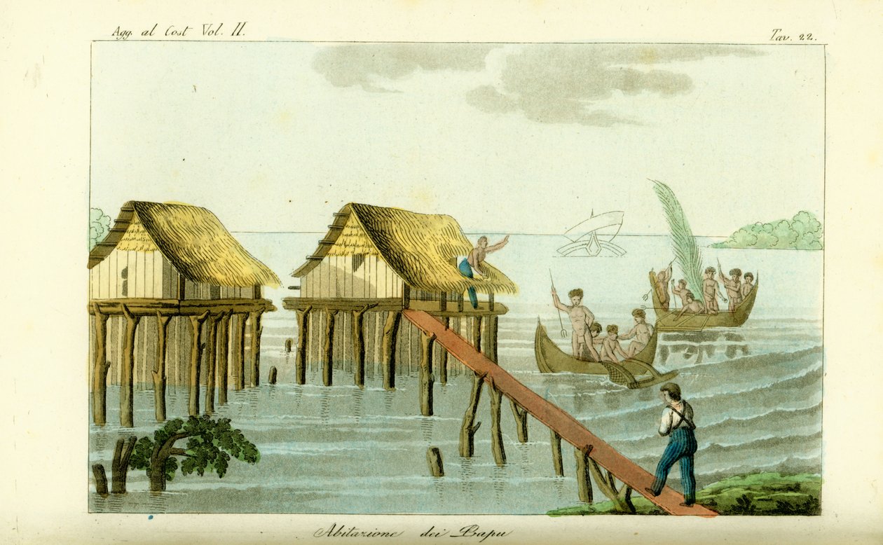 Stilt Houses in the Ocean on Rawak Island, Papua New Guinea by Unbekannt