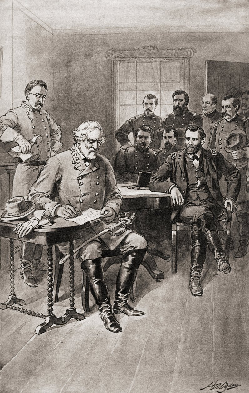 Surrender of Robert E. Lee to General Ulysses S. Grant, Appomattox Court House, Virginia, on April 9 by Unbekannter Künstler