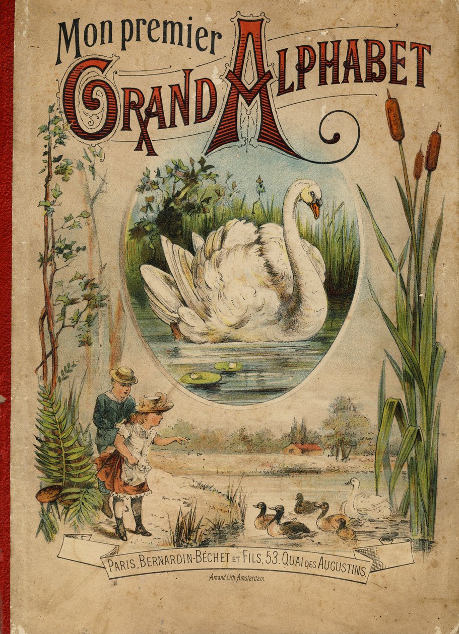 Swan. Cover of the book "My first Grand Alphabet". Bernardin-Bechet Edition, Paris, circa 1890. Illustrations by A. des Lilleuls. by Unbekannt