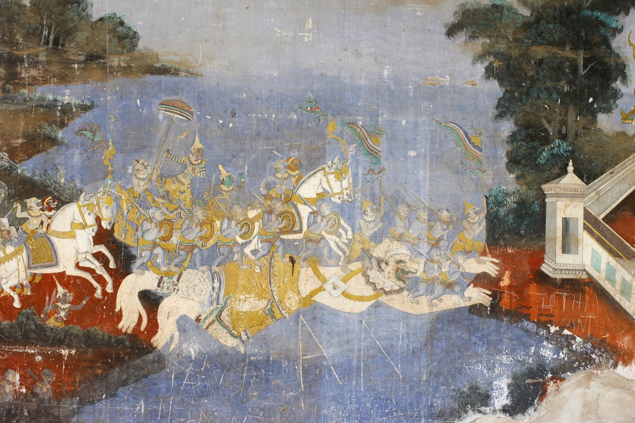 Silver Pagoda: Mural Depicting Scenes from the Reamker, the Cambodian Version of the Ramayana, Phnom Penh, Cambodia by Unbekannt