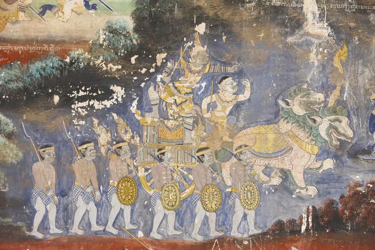 Silver Pagoda: Mural Depicting Scenes from the Reamker, the Cambodian ...