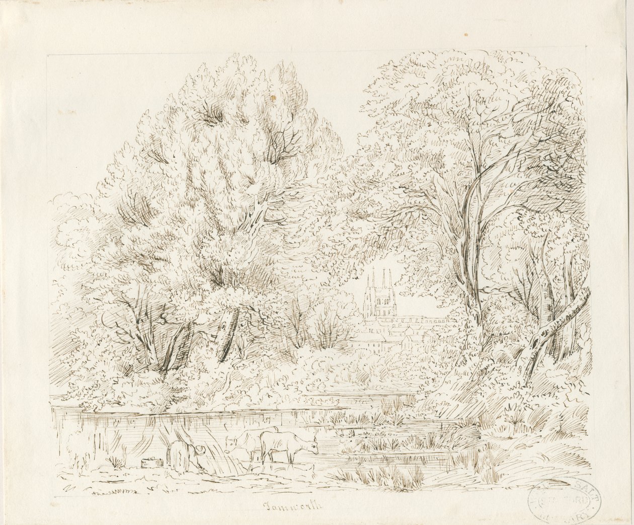 Tamworth - Rural View: ink drawing, nd [19th cent] by Unbekannt