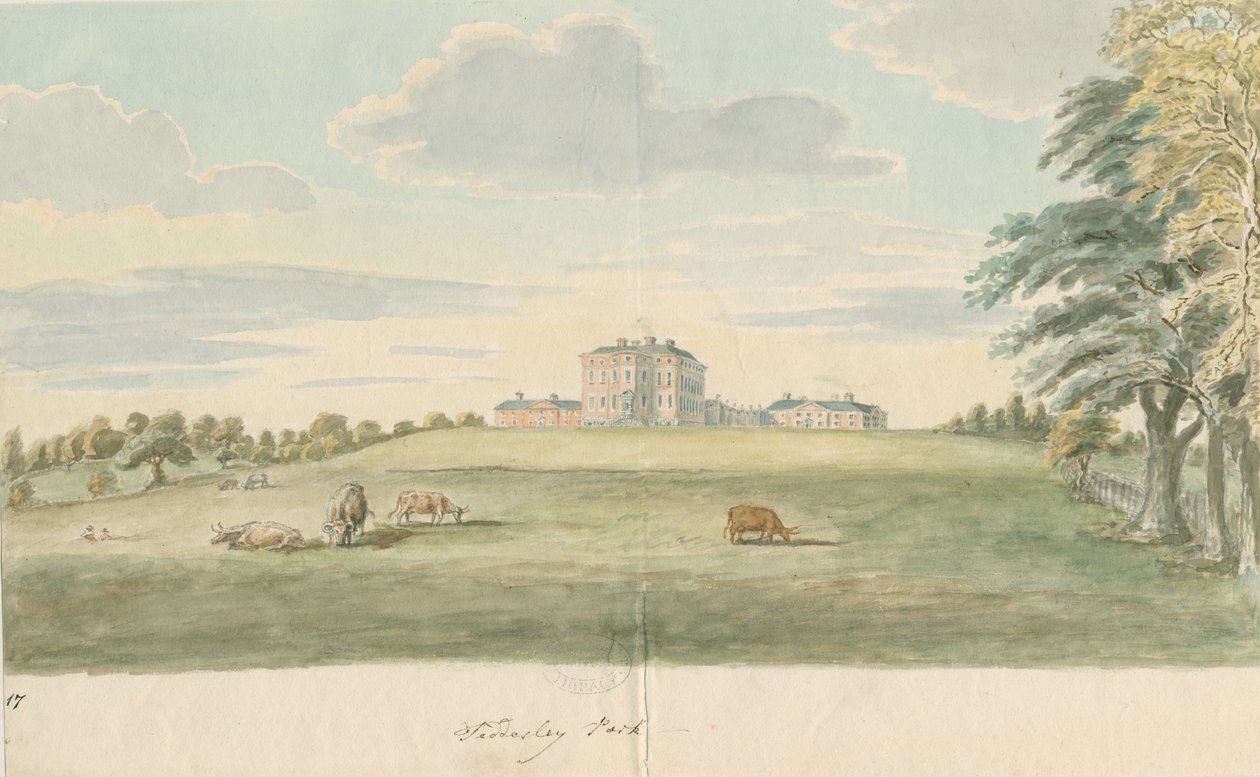 Teddesley Hall (watercolour painting, late 18th century) by Unbekannt