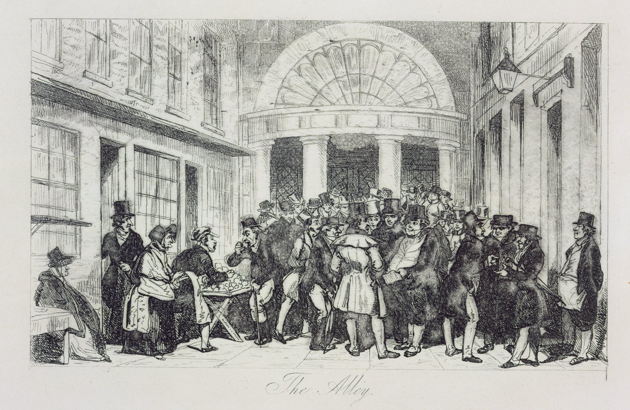 The Alley, Bun Seller at the Entrance to the London Stock Exchange, Capel Court, c.1850 by Unbekannt