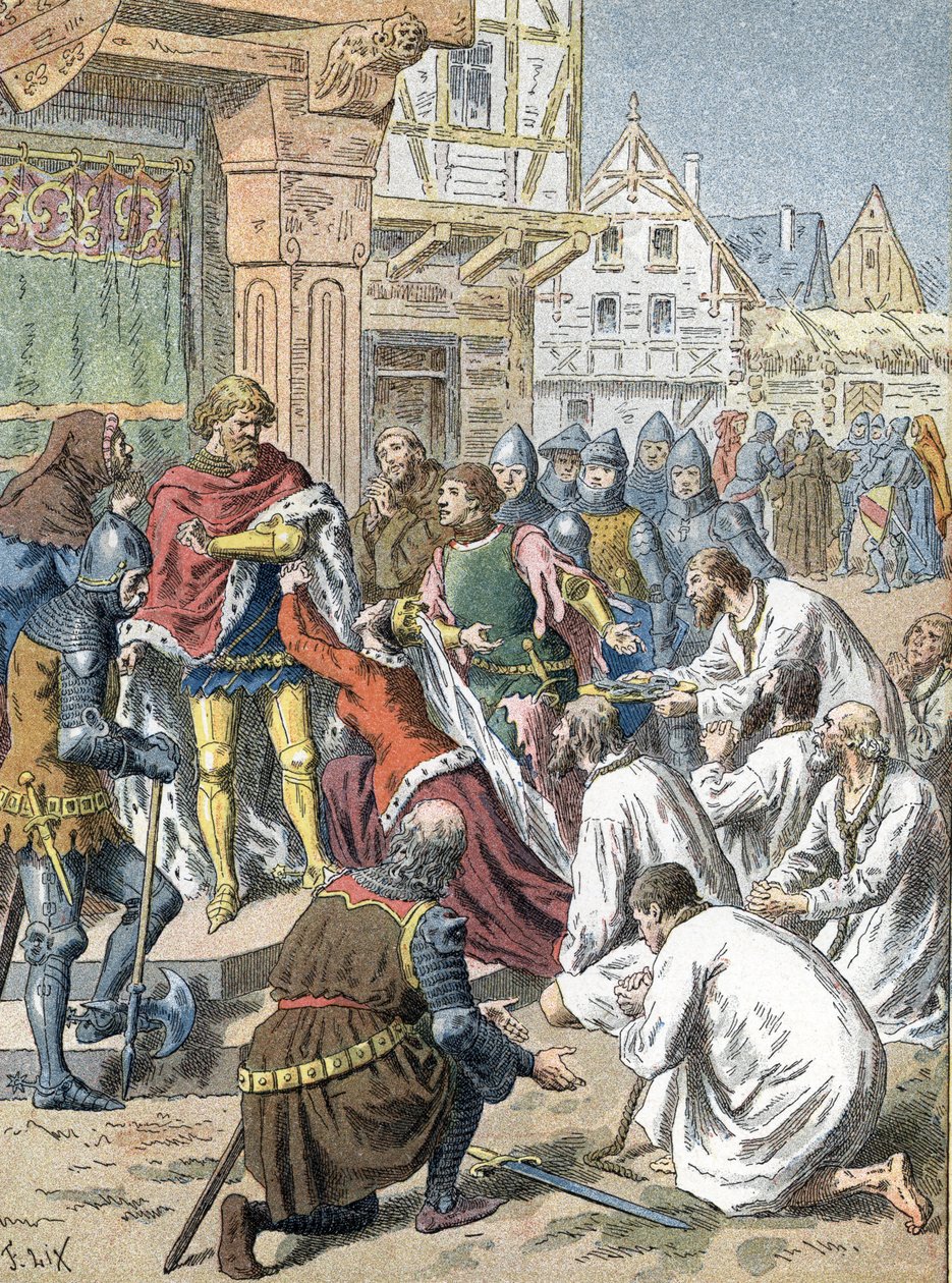 The Bourgeois of Calais, led by Eustache de Saint-Pierre, offer themselves as hostages to Edward III by Unbekannter Künstler