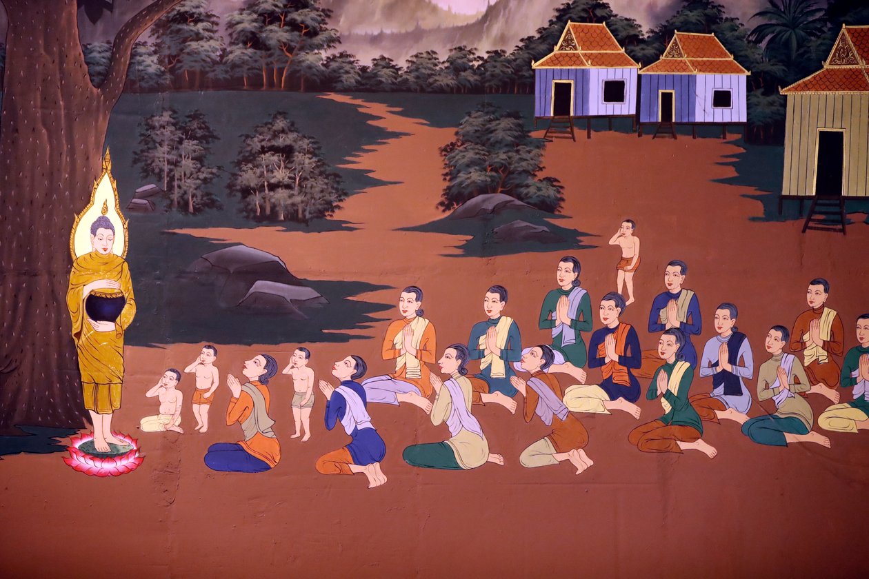 The Life of the Buddha, Wall fresco, Wat Botum temple, Phnom Penh, 2022 by Unbekannter Künstler