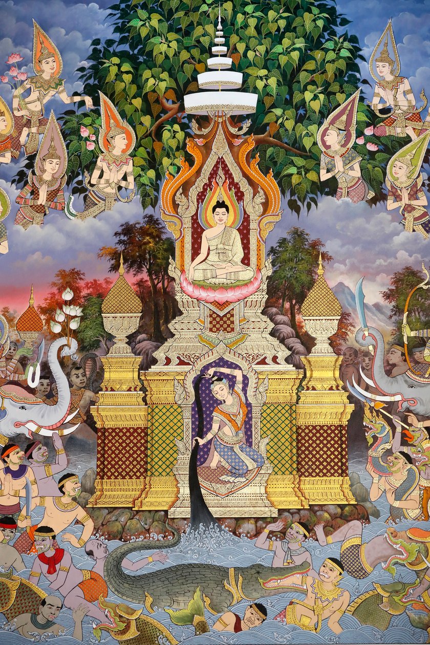 The Life of the Buddha, Wall fresco, Wat Maniratanaram monastery, Phnom Penh, 2022 by Unbekannter Künstler