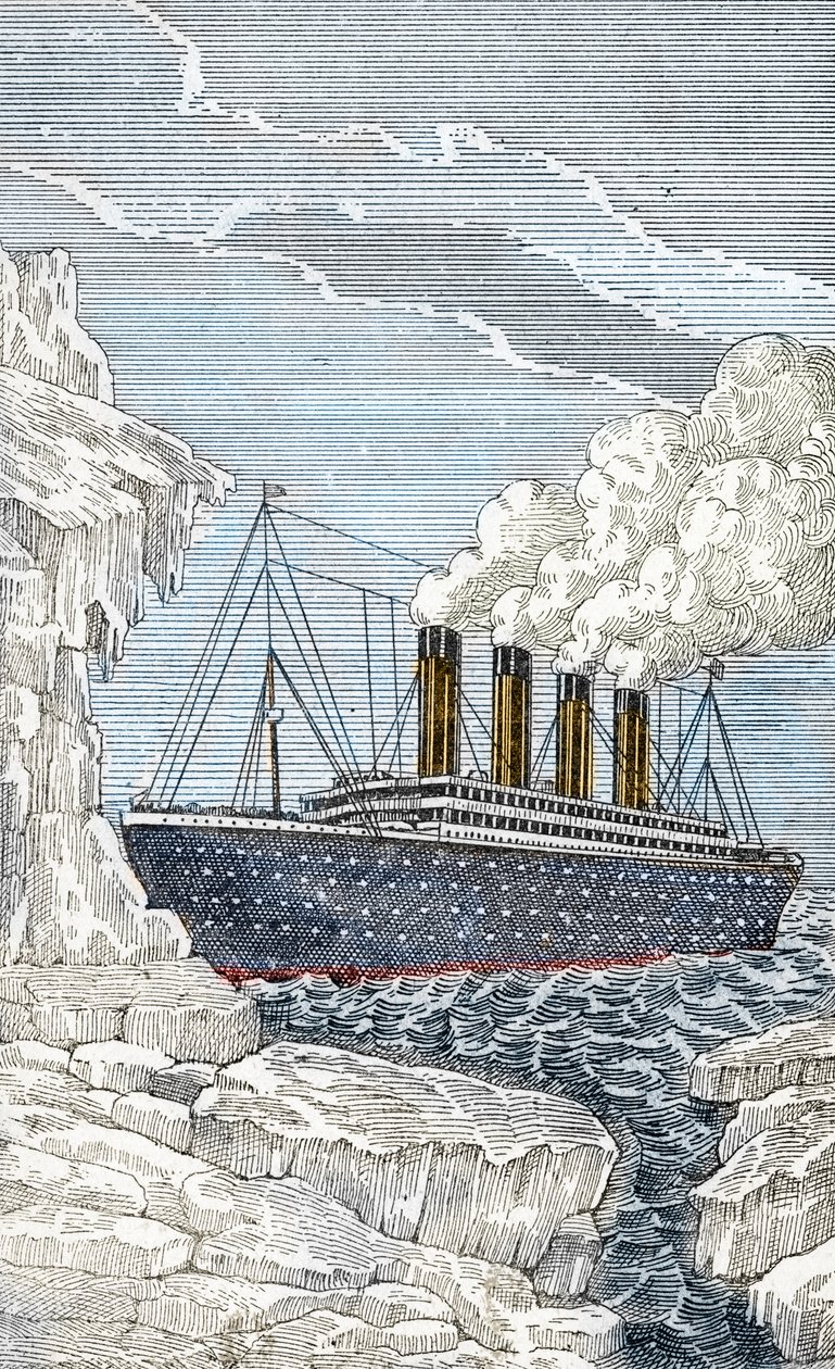 The Titanic liner hitting an iceberg on April 14 by Unbekannter Künstler