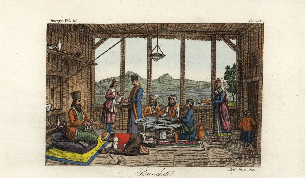 The banquet held for Dodwell by the Bishop of Salona in Crisso, Greece by Unbekannt