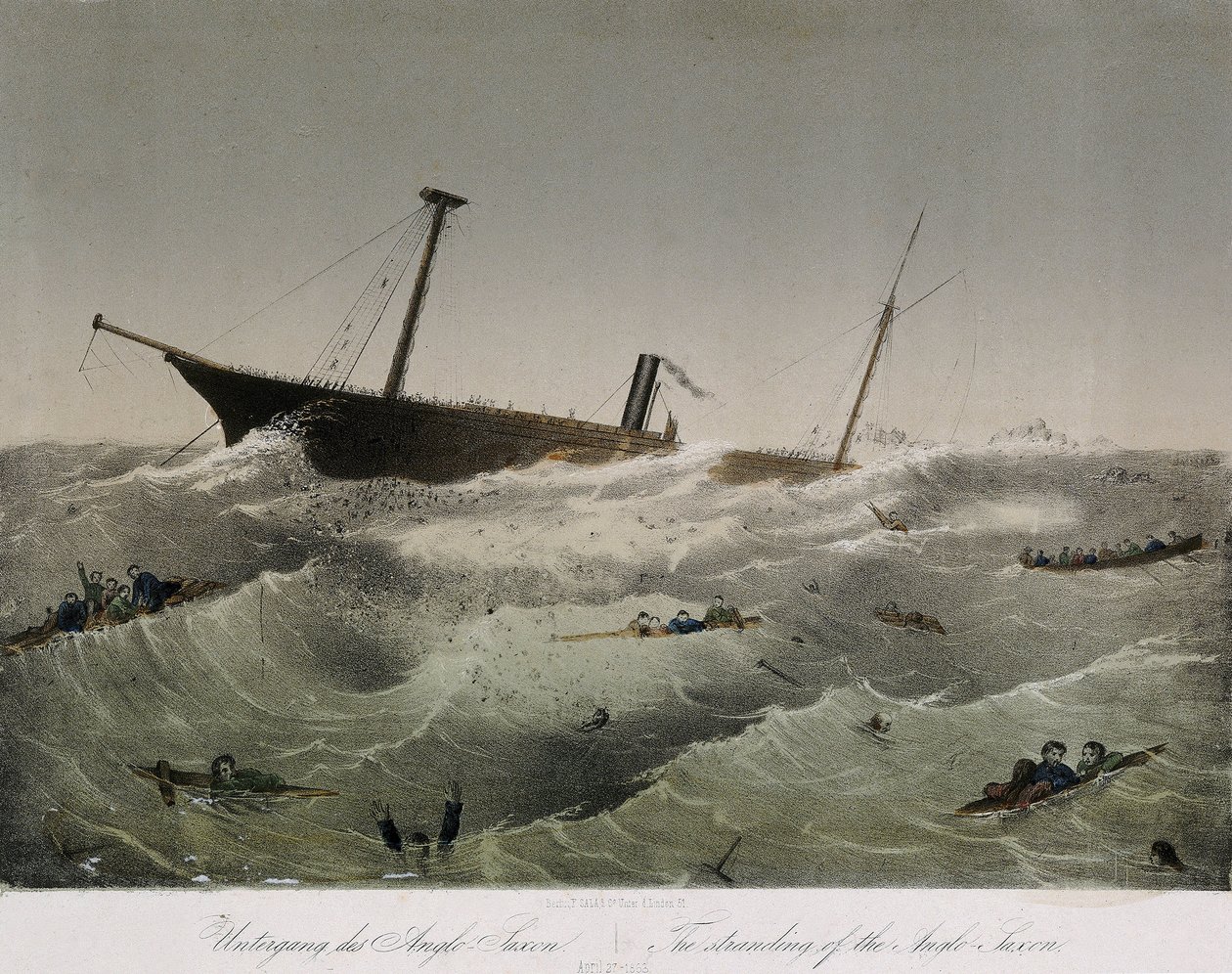 The failure of the Anglo Saxon in Newfoundland. Lithography by F. Sala et Co by Unbekannter Künstler