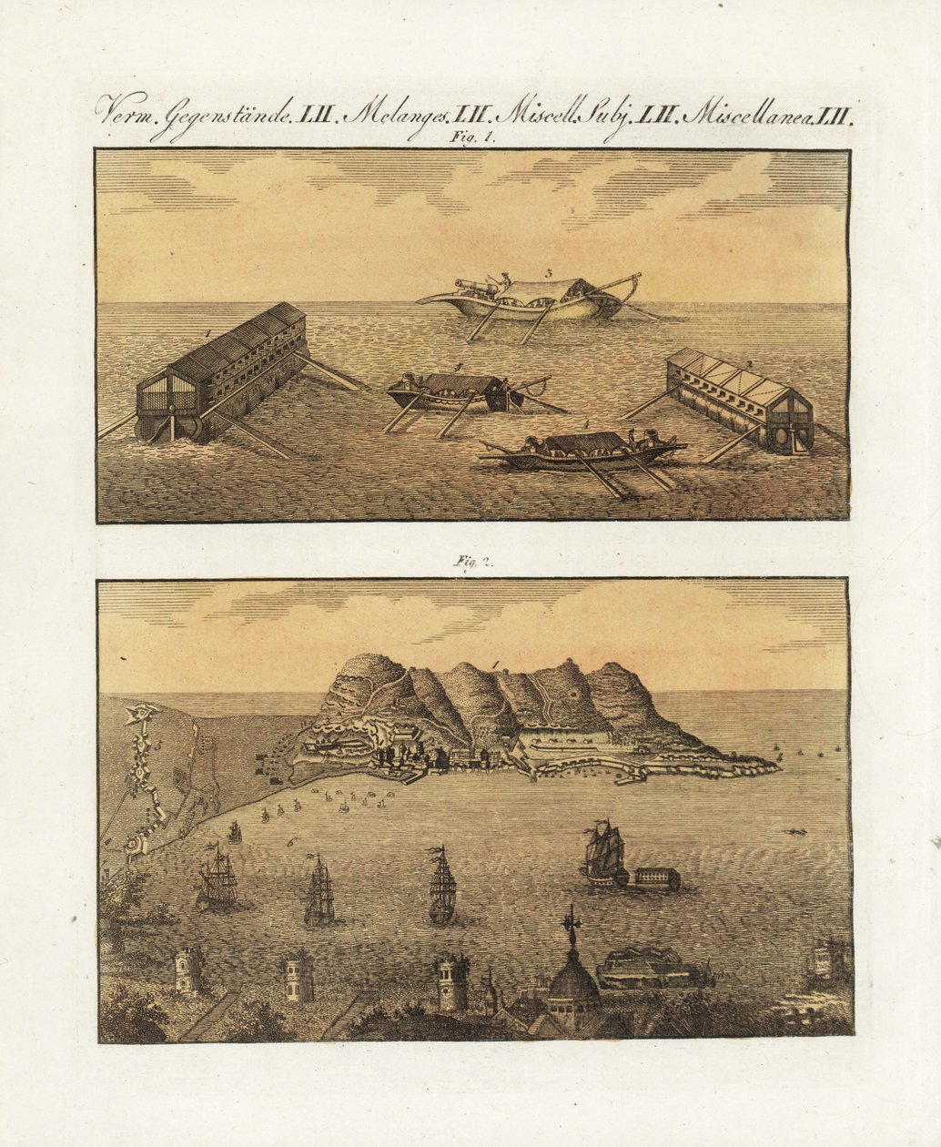 The Floating Batteries of the British Army in Gibraltar in 1782 by Unbekannter Künstler