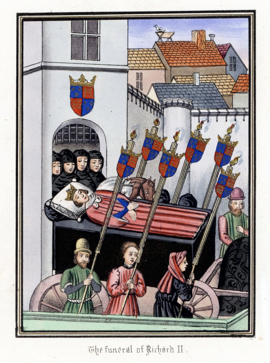 The funeral cortege of King Richard II of England, leaving the castle of Pontefract for the Cathedral of Saint Paul of London by Unbekannter Künstler