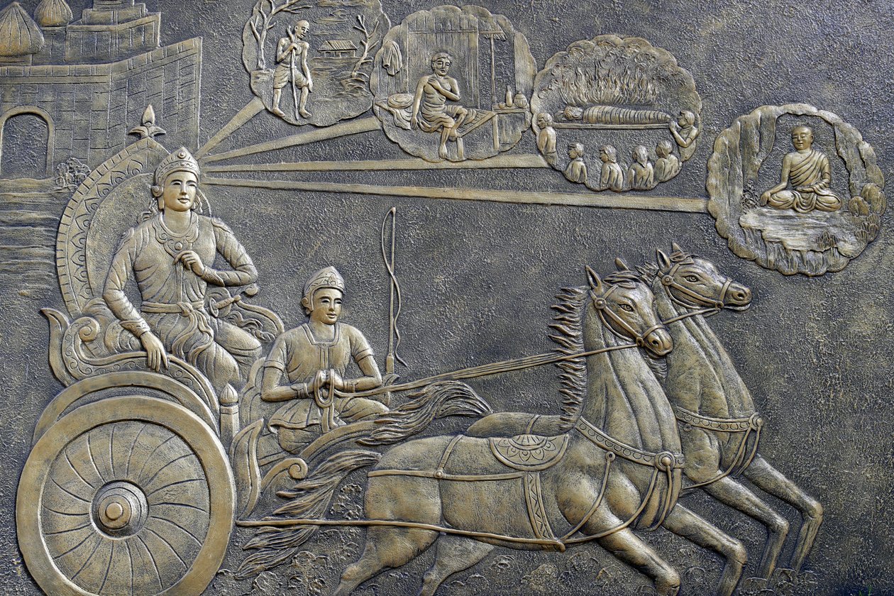 Prince Siddhartha Asked a Charioteer to Take Him on a Series of Rides Through the Countryside by Unbekannt