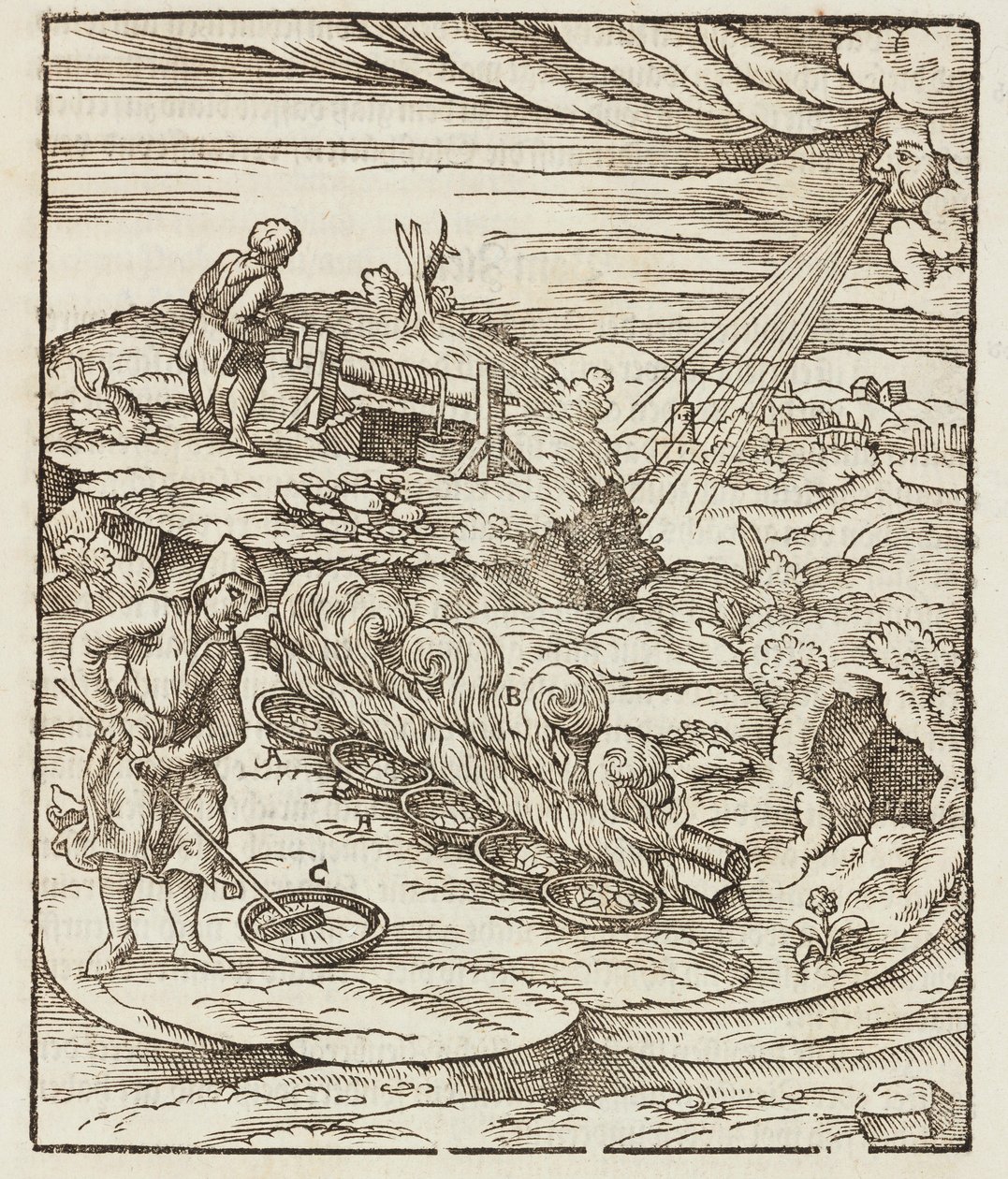 Bismuth treatment - Engraving from Description of ores and main mining methods, by Lazarus Ecker by Unbekannt