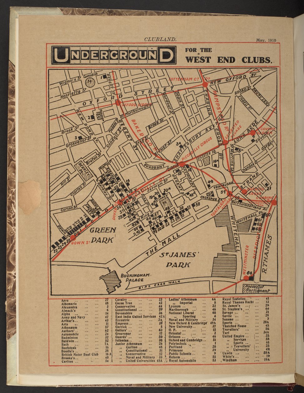Underground for the West End clubs, May 1910 by Unbekannter Künstler