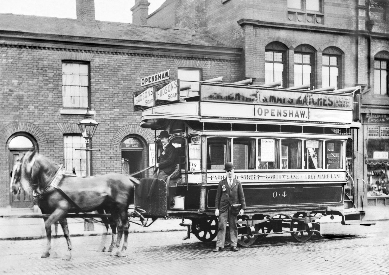 United Kingdom: Open Horse Tram in Manchester, c1890 by Unbekannt