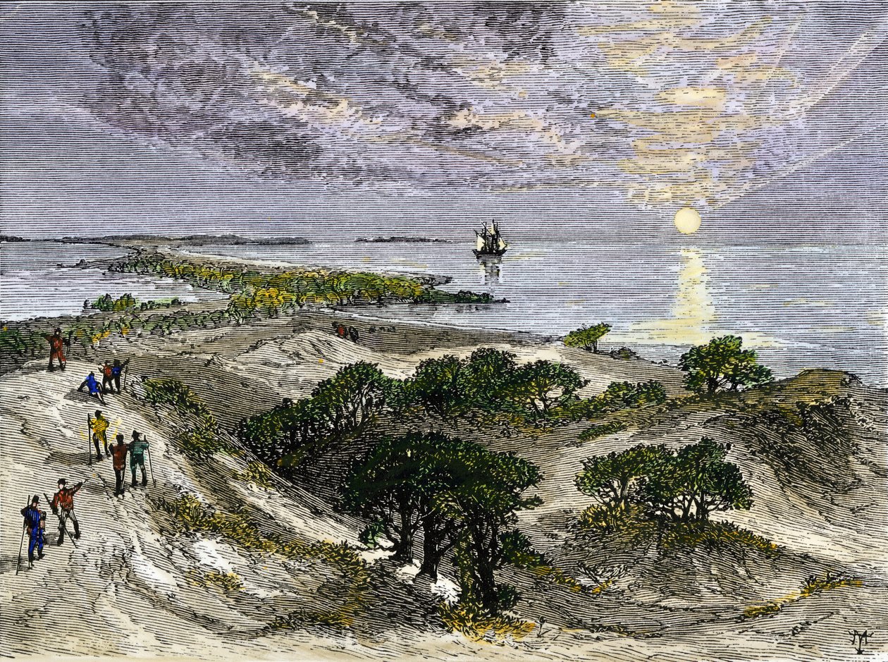 English settlers on Roanoke Island by Unbekannter Künstler