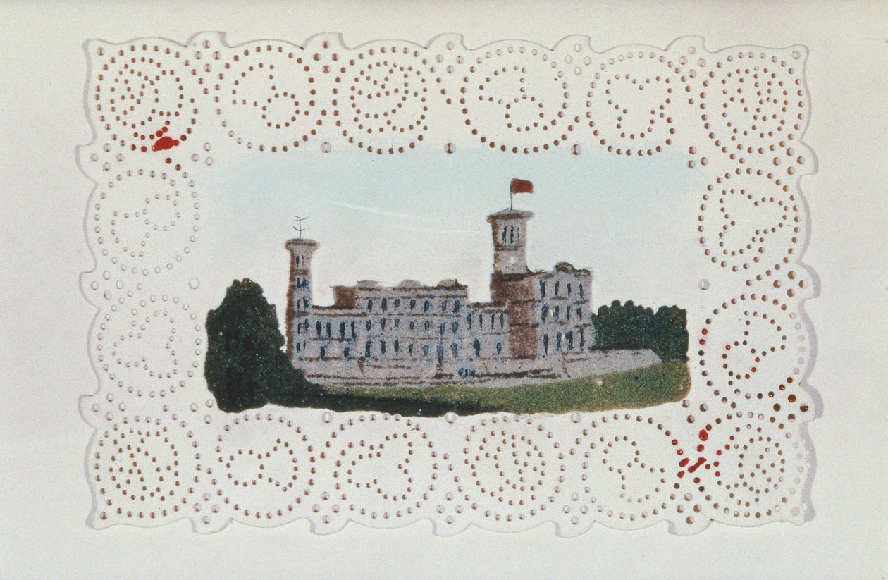 Victorian paper doyley with a view of Osborne House by Unbekannt