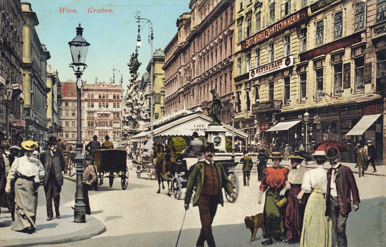 Vienna, Graben - famous street in city centre with people strolling by Unbekannter Künstler