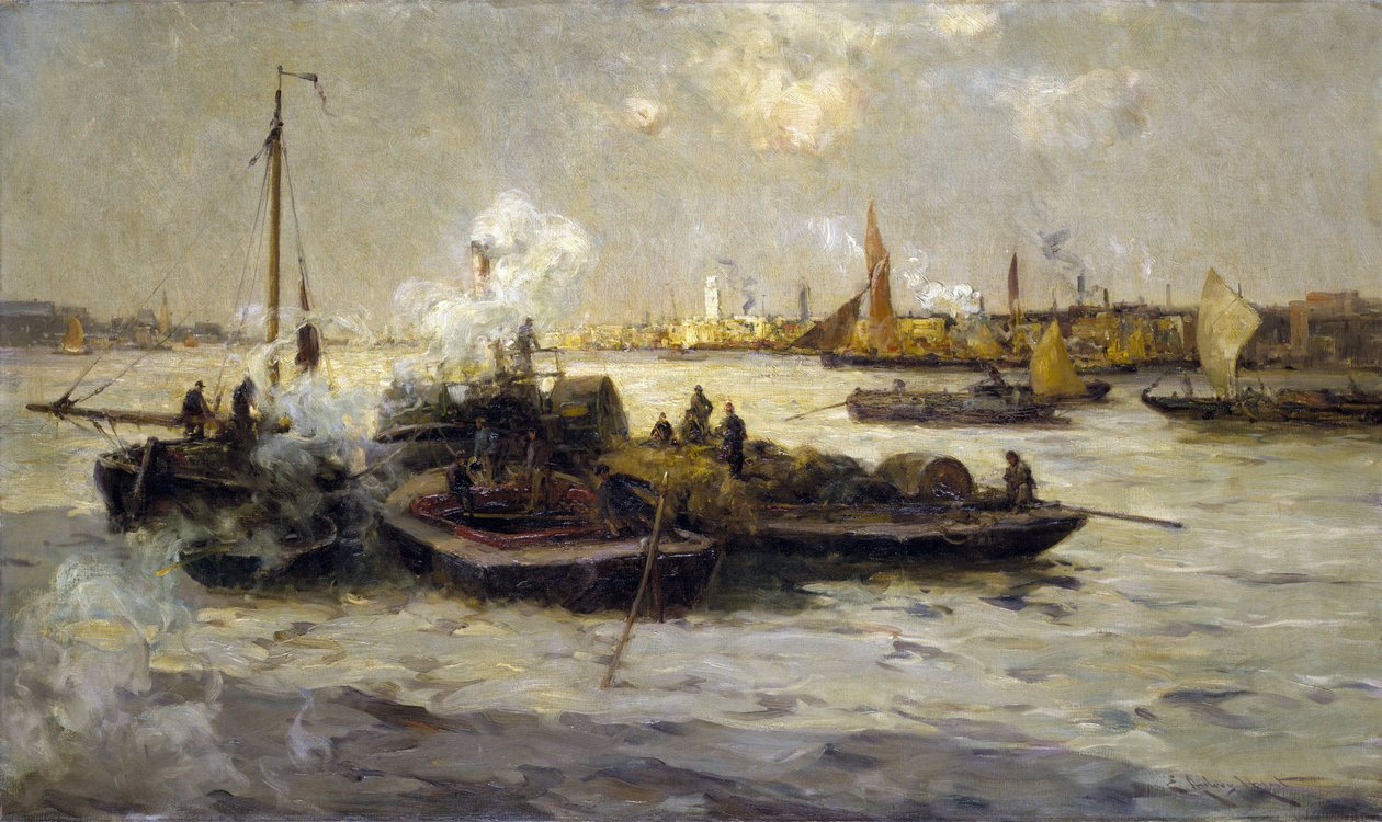 View of Limehouse, England, with a Description of the Industrialization of the Thames at the End of the Victorian Era by Unbekannter Künstler
