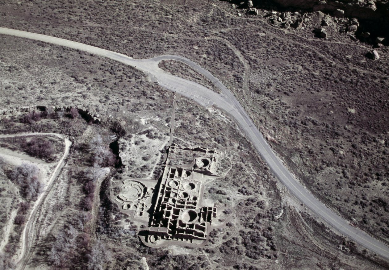 View of an Ancient Settlement of Anasazi, Chaco Ruins Culture National Park, Chaco Canyon, New Mexico, United States of America by Benjamin Baud