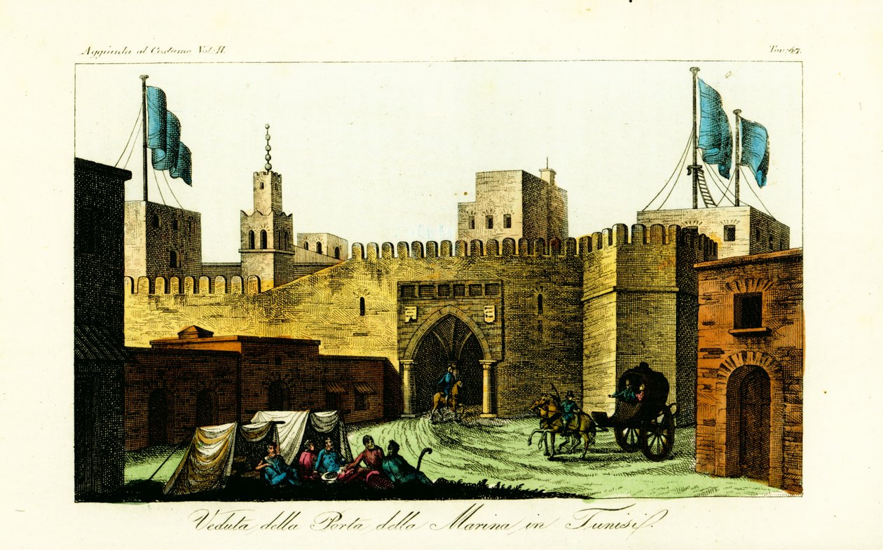 View of the Beb-kar, Gate to the Marina in Tunis, Tunisia by Unbekannt