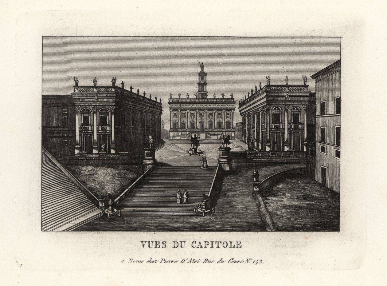 View of the Capitoline Hill, Piazza del Campidoglio, Palazzo Senatorio, Rome by Unbekannt