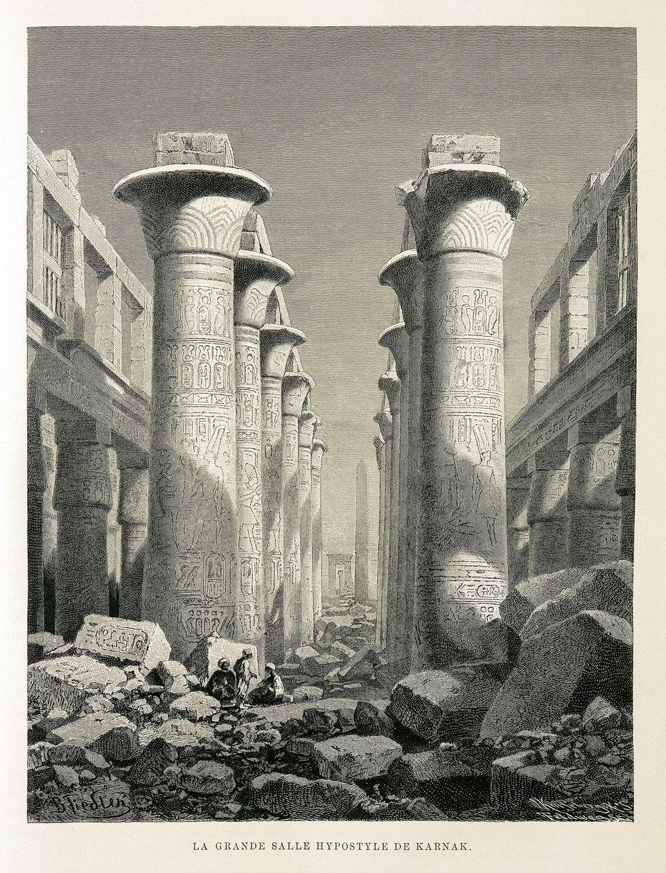 View of the Great Hypostyle Hall in Karnak, Egypt - Illustration from the Atlas of Egypt by Unbekannter Künstler