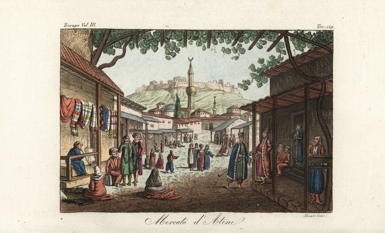 View of the market or bazaar in Athens by Unbekannt