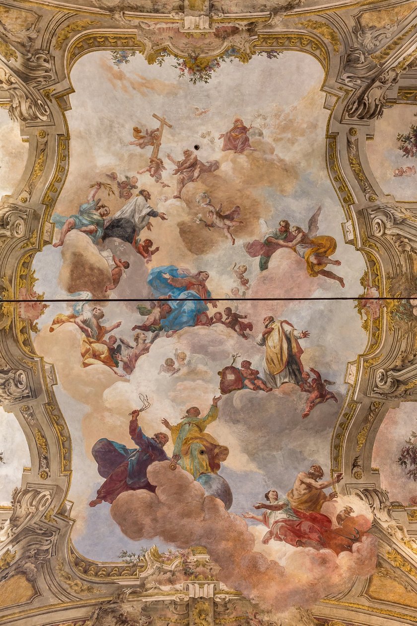 View of the Vault with Fresco of the Teatini Room, Chiesa di San Vincenzo, Piacenza, Emilia-Romagna, Italy by Unbekannter Künstler