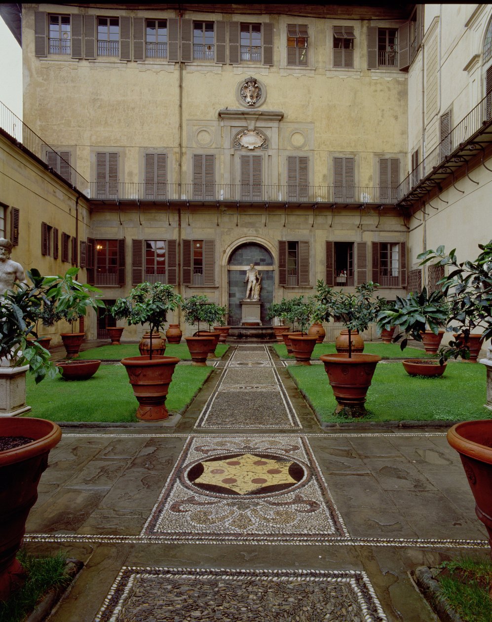 View of the walled garden with mosaic pavement decorated with the Medici coat of arms by Unbekannt