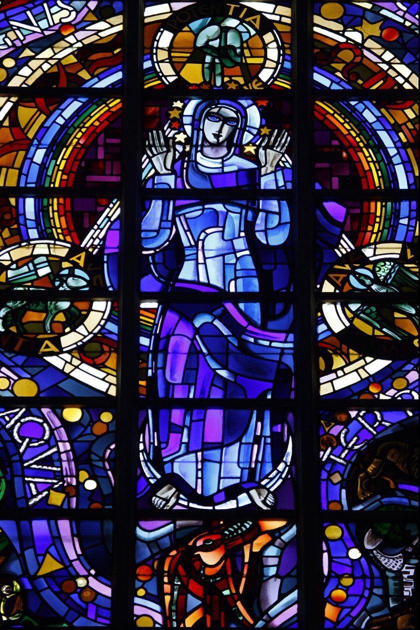 Virgin Mary stained glass in Notre-Dame-de-la-Trinite church by Louis Barillet & Jean Le Chevallier, Blois, France by Unbekannt