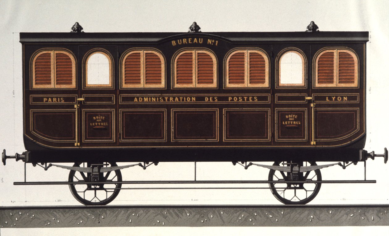 Postal Wagon, c.1850 (engraving) by Unbekannter Künstler