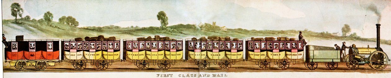 Wagons for first class passengers, Liverpool-Manchester Railway by Unbekannter Künstler