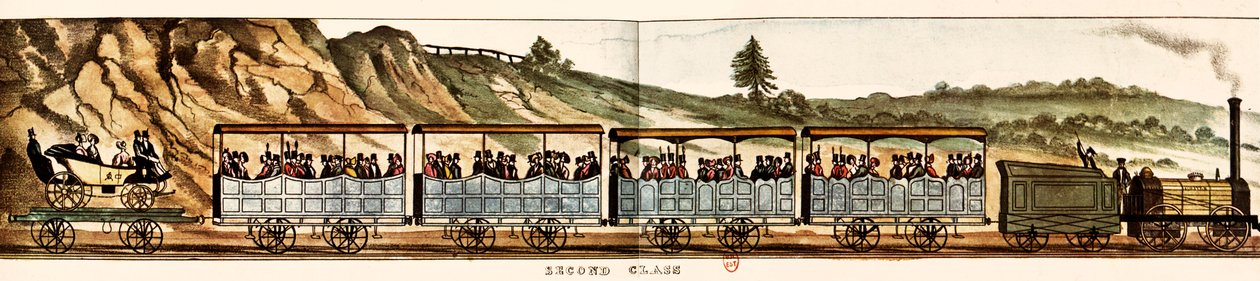 Wagons for passengers in second class, Liverpool-Manchester Railway by Unbekannter Künstler