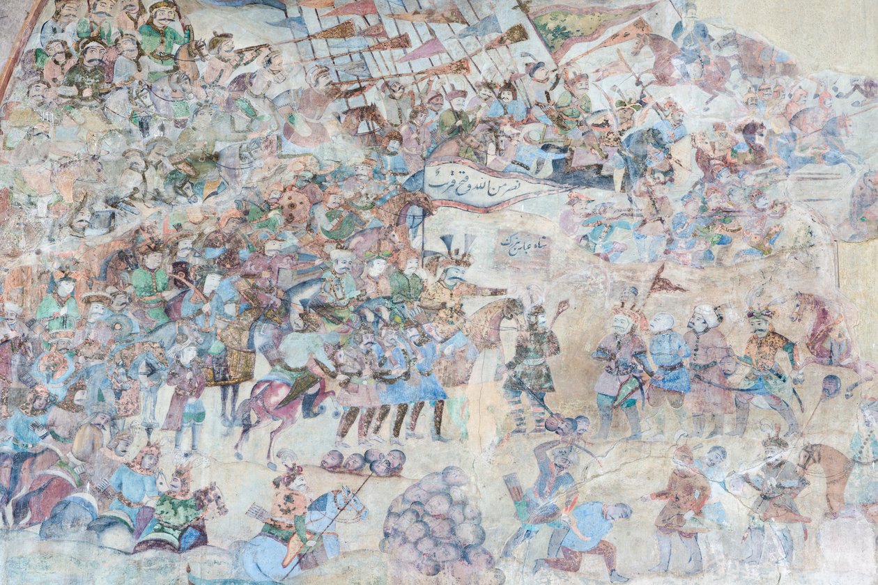 Wall paintings at Qeysarieh portal, Naqsh-e Jahan Imam square, Esfahan, Iran by Unbekannter Künstler