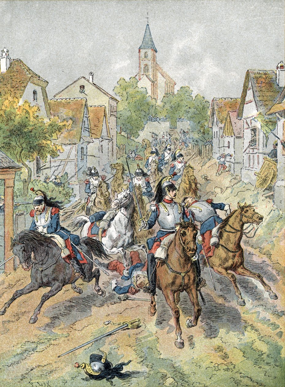War of 1870: charge of cuirassiers during the Battle of Froeschwiller-Woerth (1870) by Unbekannter Künstler