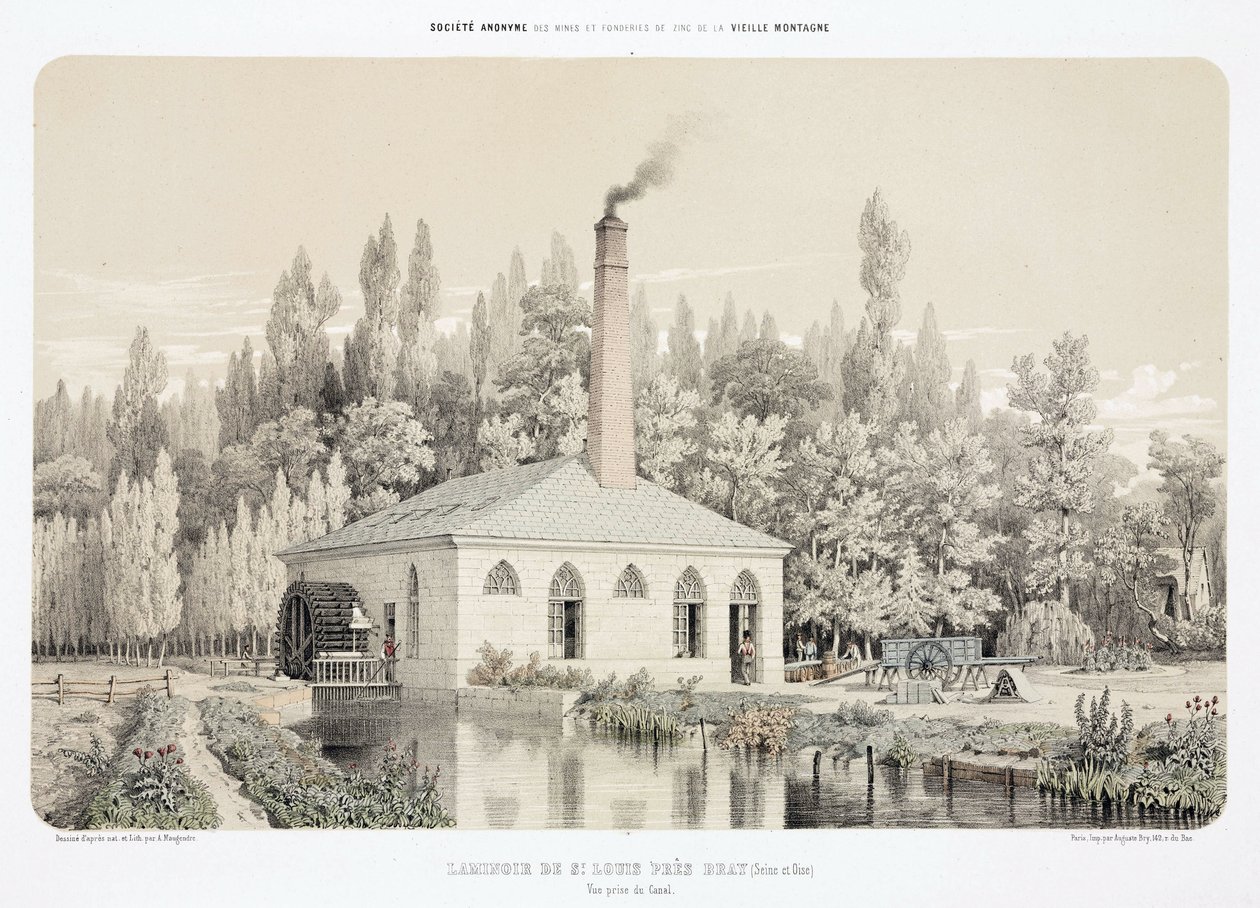 Water Power, Pre-1900 Zinc Rolling-Mill, Saint Louis, near Bray, France by Unbekannt