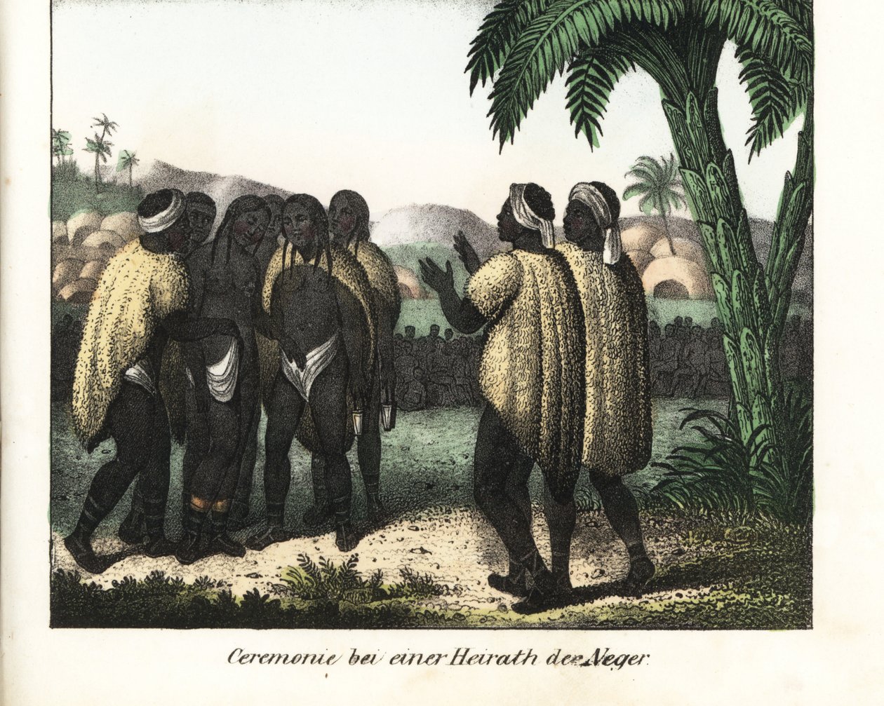 Wedding ceremony in a tribe of Senegal. Lithography for the book: “Galerie complete en tableaux fideles des peuples d
