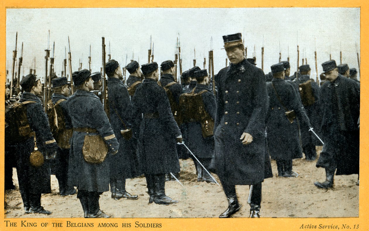 World War 1: Albert I of Belgium with his troops by Unbekannter Künstler
