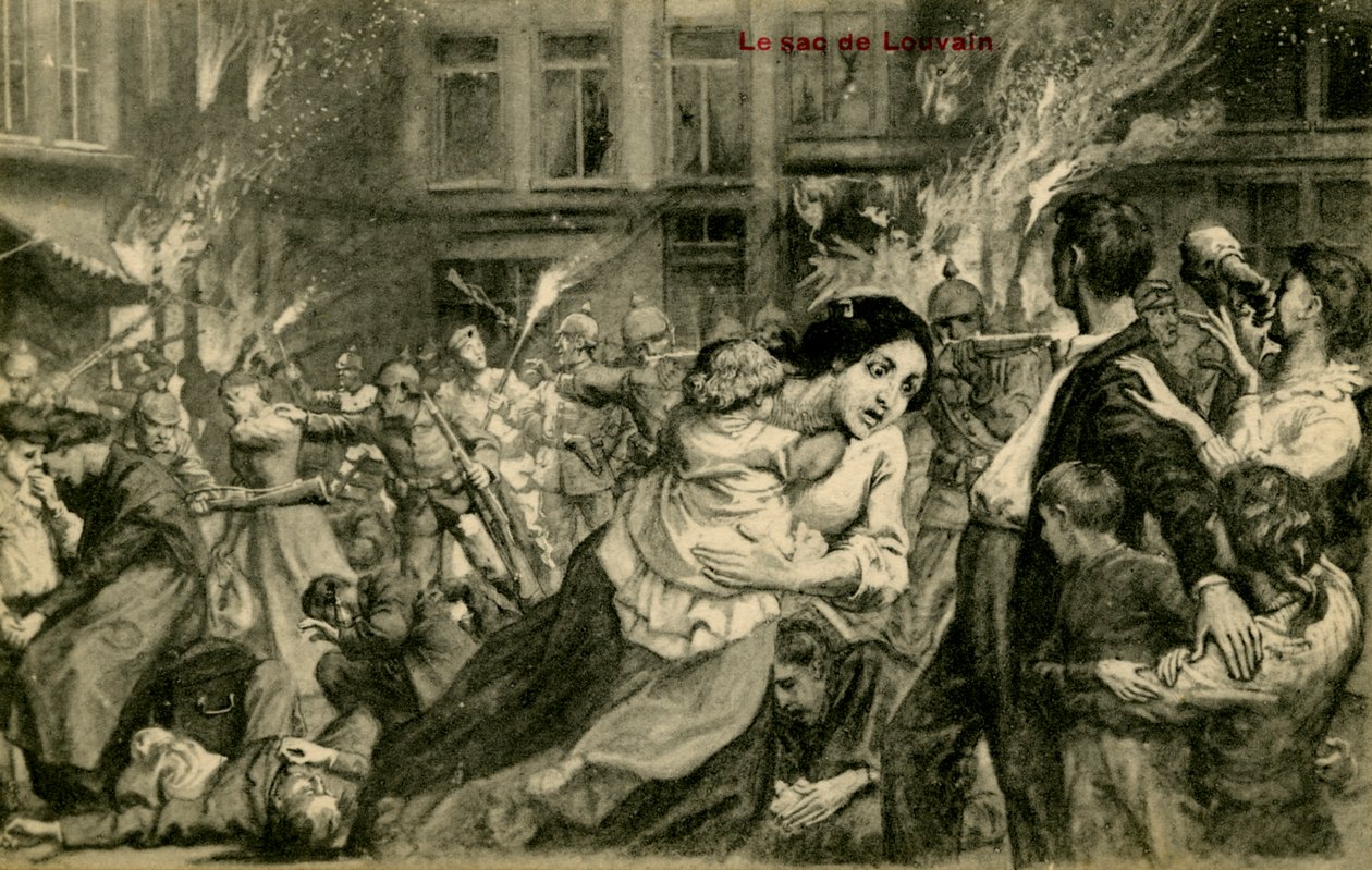 World War I: Destruction of Louvain by the Germans by Unbekannter Künstler