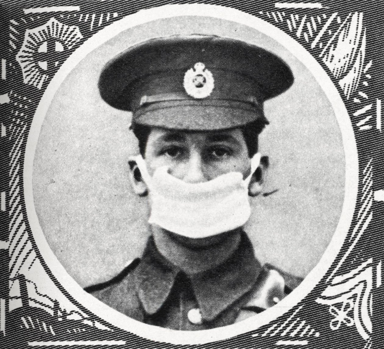 World War One - Man Wearing a Cotton Pad Respirator by Unbekannter Künstler