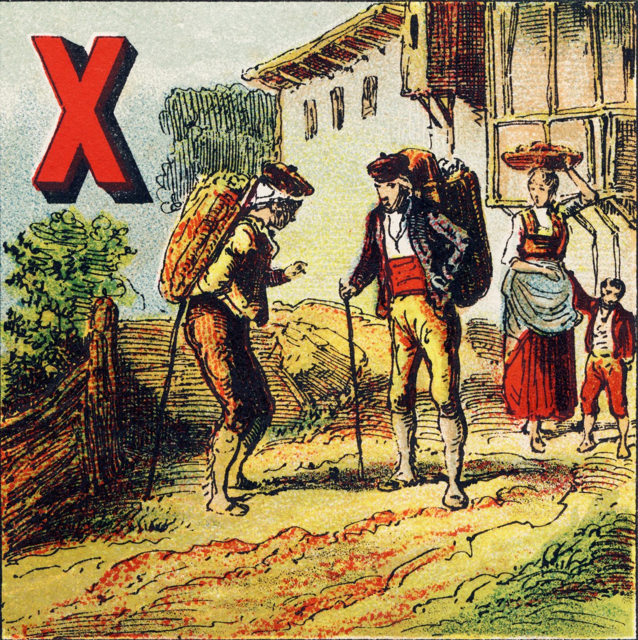 X: Xeres. Spanish city renowned for its wine - Engraving from Geographical Alphabet. Guerin-Muller et Cie, publishers, Paris by Unbekannt